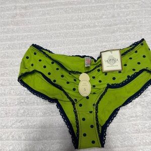 La Senza Lime Green Polka Dot Briefs